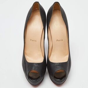 Christian Louboutin peep-toe platform pump in black patent leather